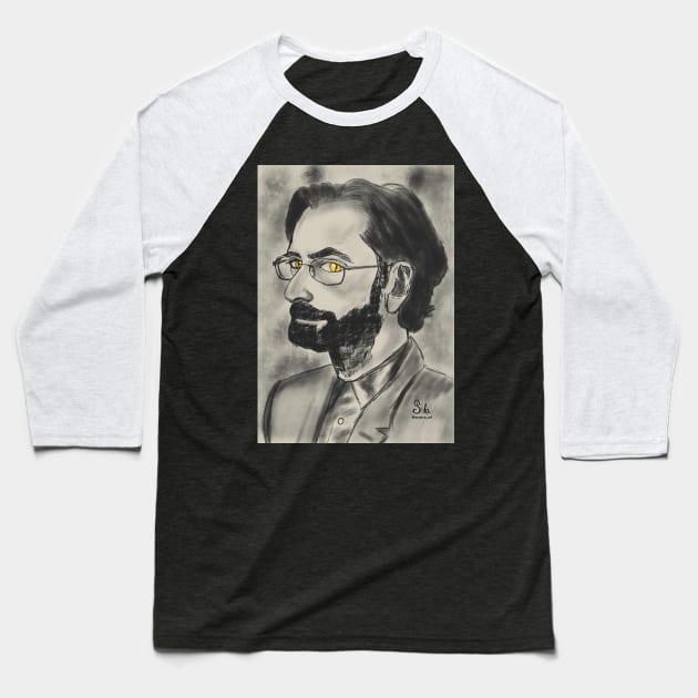 Crowley - David Tennant Baseball T-Shirt by AC Salva